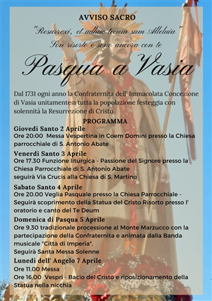 Pasqua a Vasia 2026